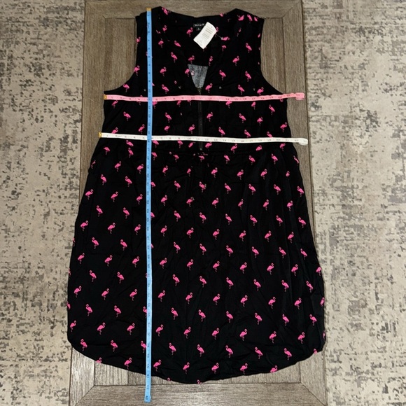 Torrid Mini Challis Zip-Front Shirt Dress Black Flamingo - Picture 10 of 12